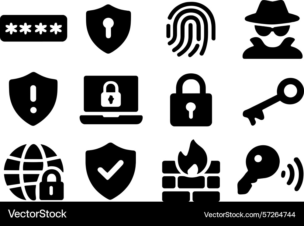 Security icons showcasing various elements Security icons showcasing various elements vector image