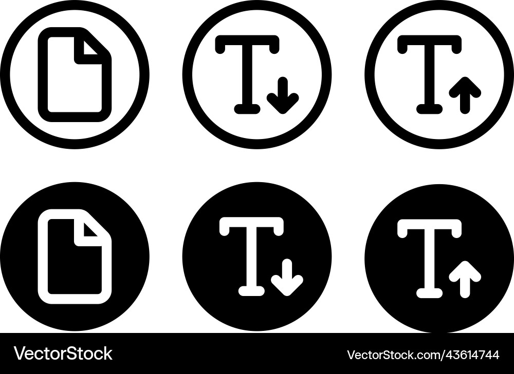 Text up and down icon set with file Text up and down icon set with file vector image