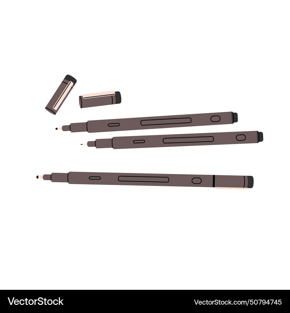 Art liners set with different width of line black Vector Image