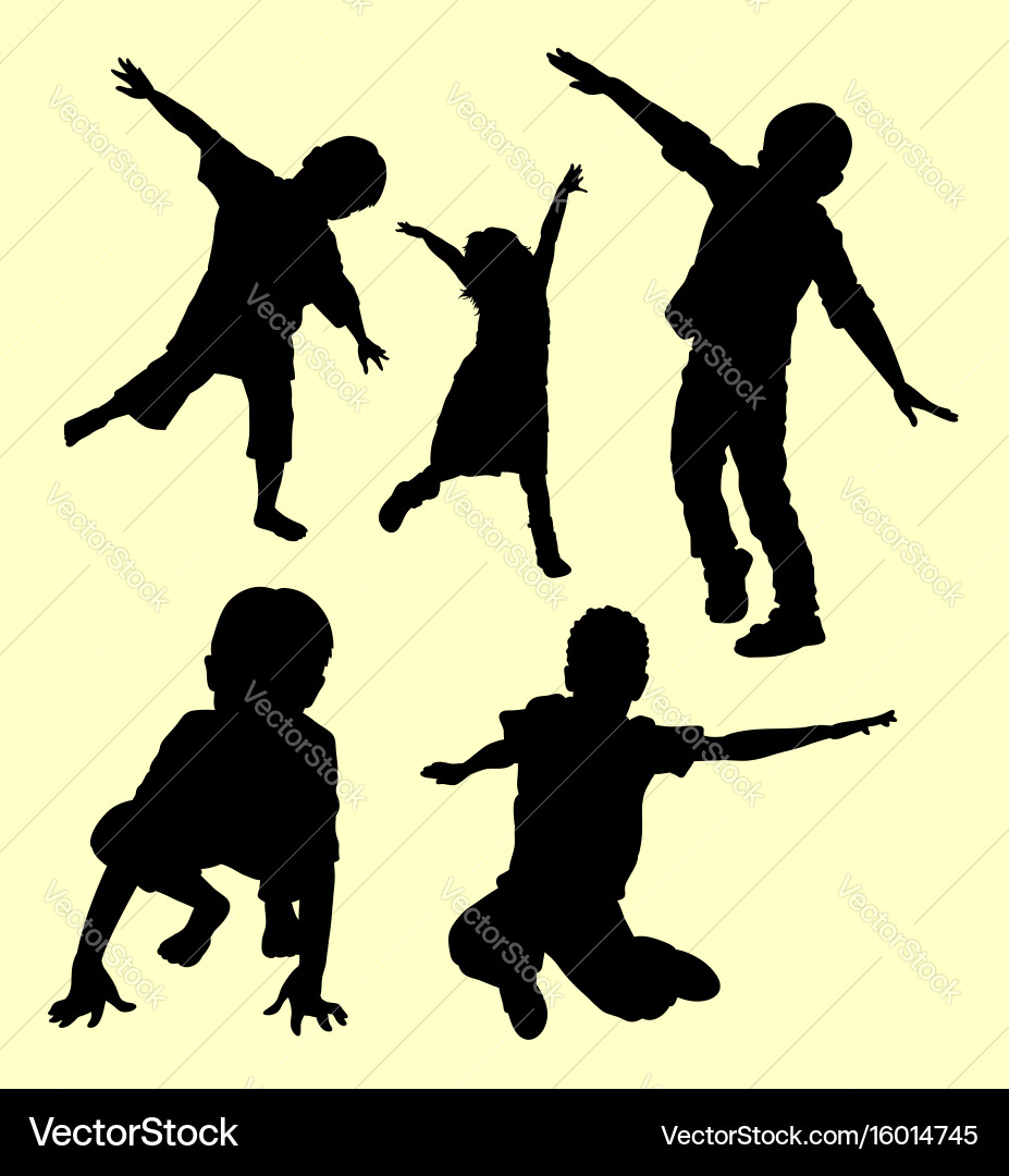 Children Silhouette Playing Vector Image