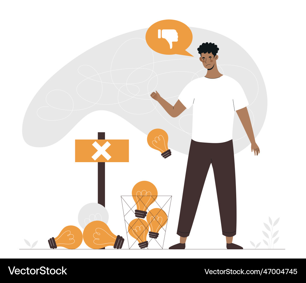 Concept rejected idea Concept rejected idea vector image