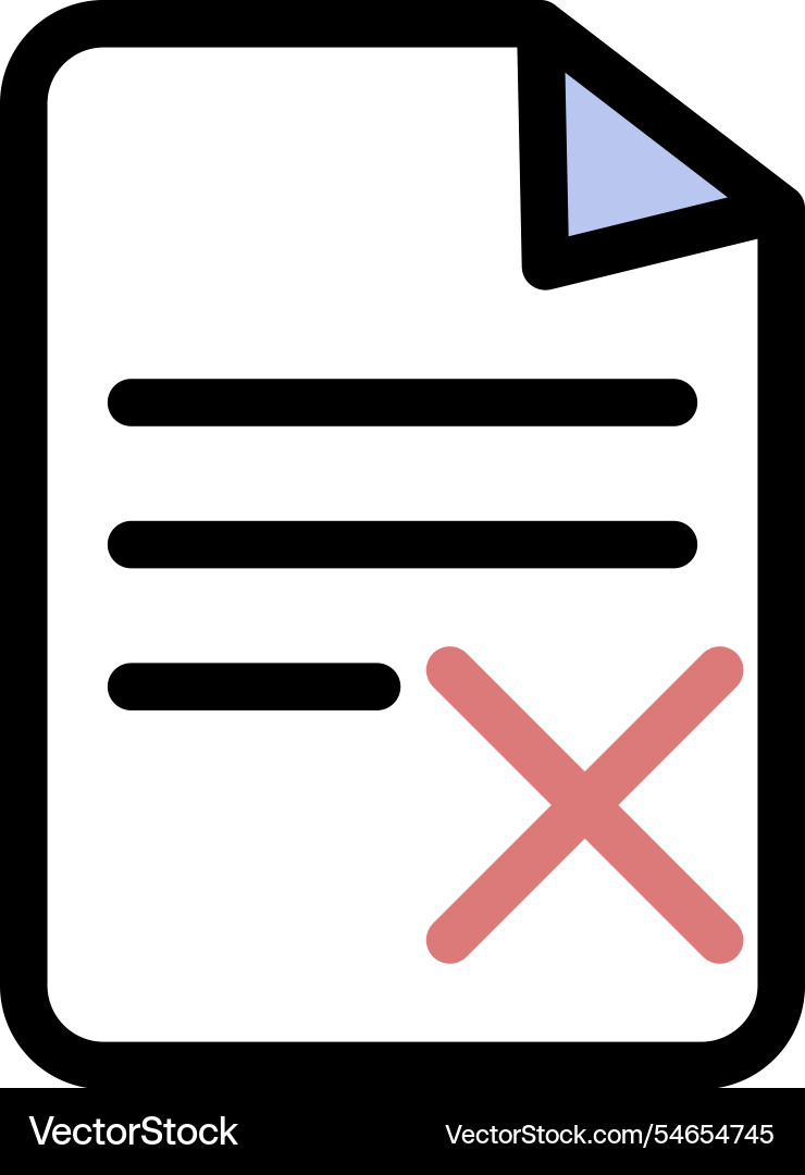 Document with written text and cancel icon symbol vector image