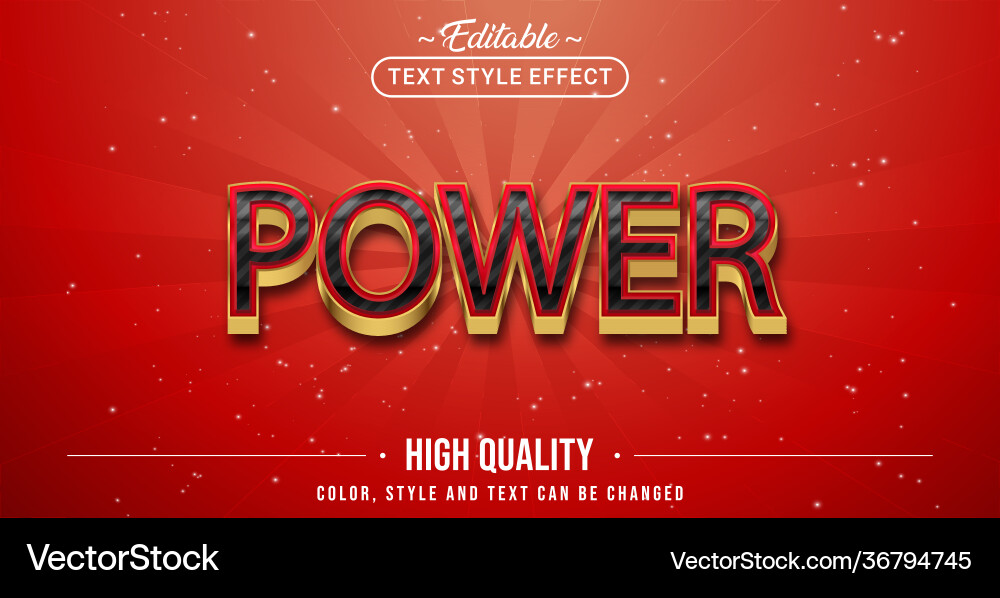 Editable text style effect - power theme Editable text style effect - power theme vector image