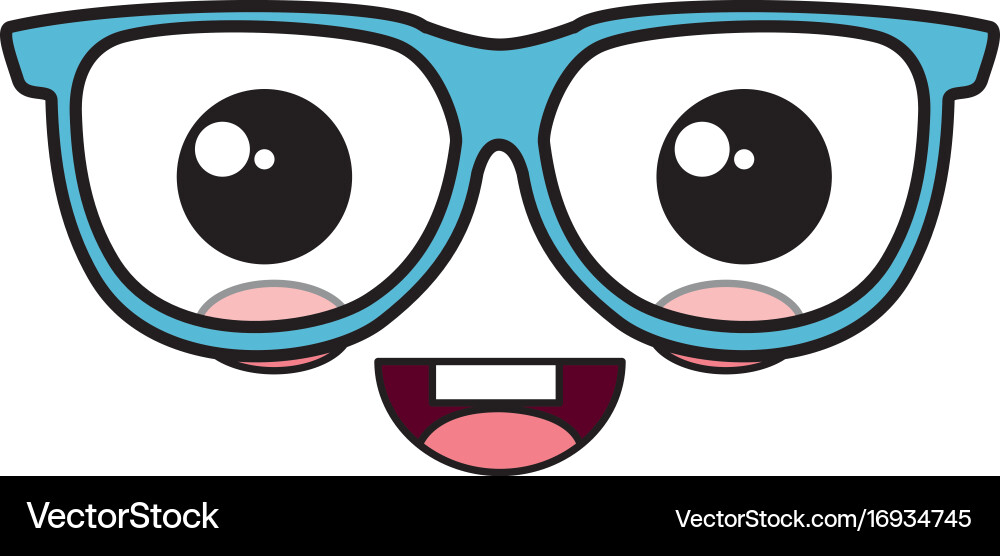 Eye glasses kawaii character Vector Image