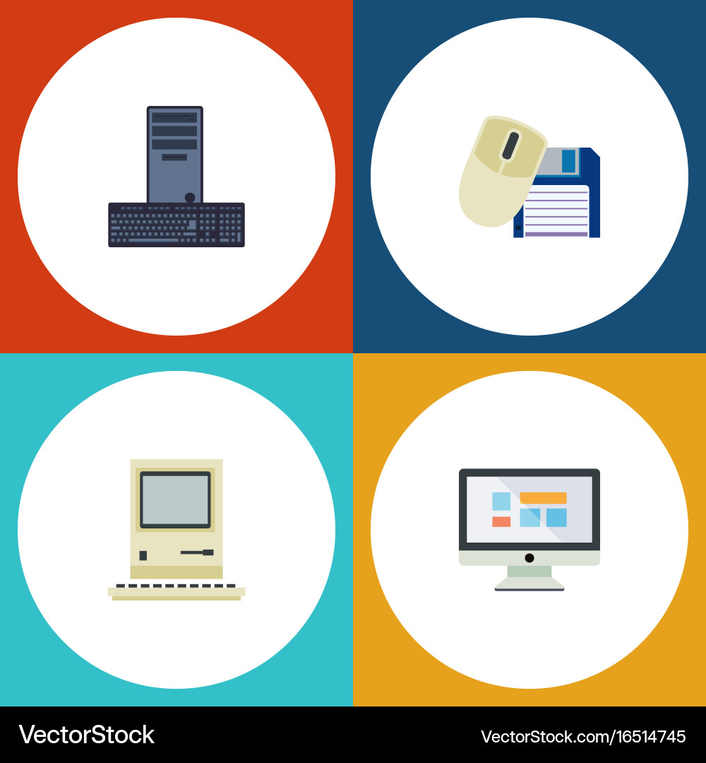 Flat icon laptop set of computing computer mouse Vector Image