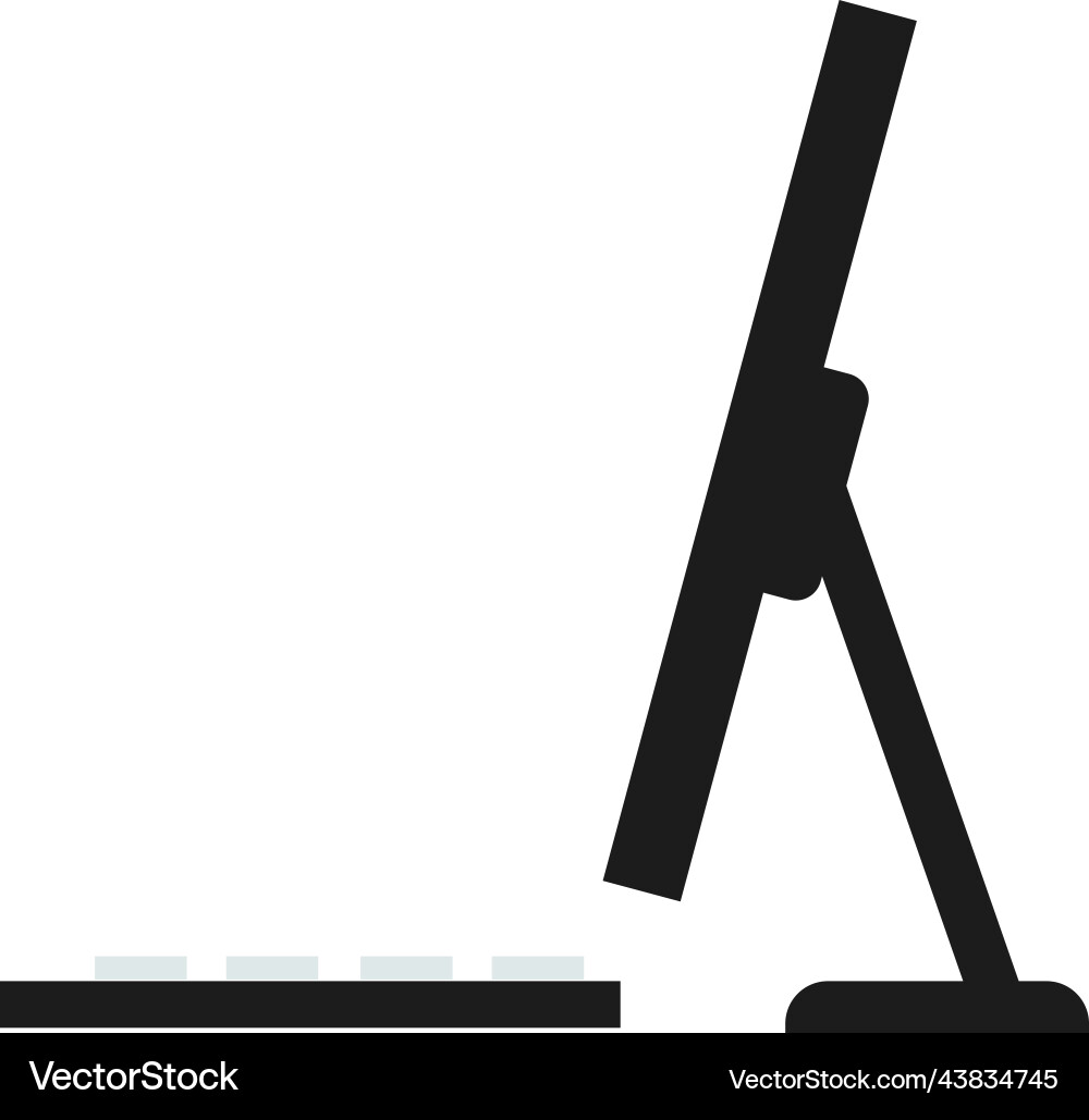 Monitor and keyboard black icon computer vector image