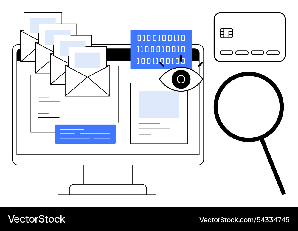 Online security monitoring with incoming emails Online security monitoring with incoming emails Vector Image