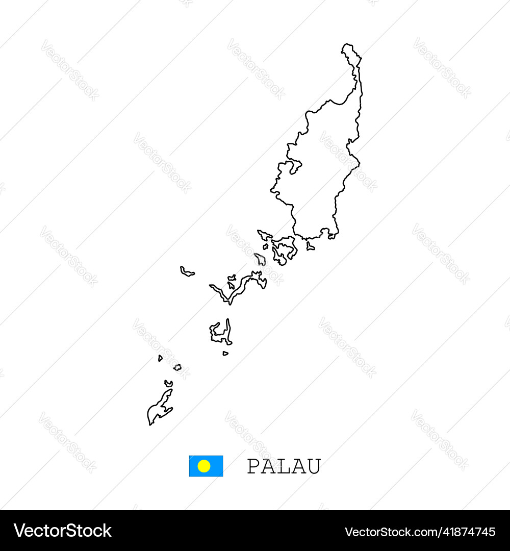 Palau map line linear thin simple outline Palau map line linear thin simple outline vector image