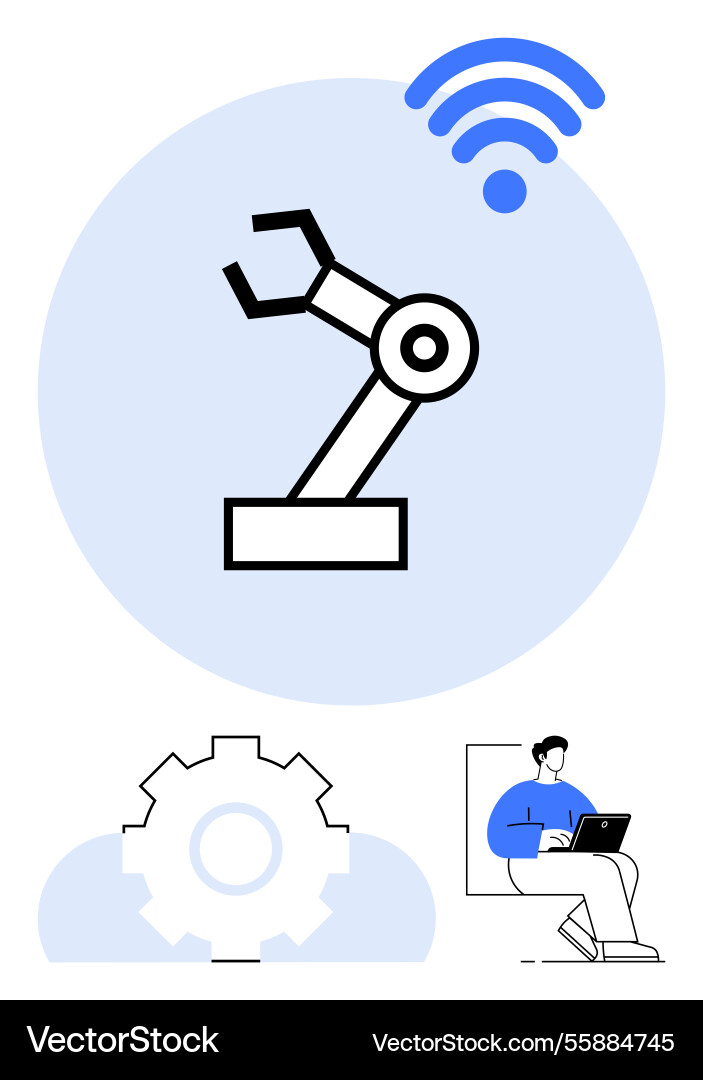 Robotics automation with wireless control Robotics automation with wireless control vector image