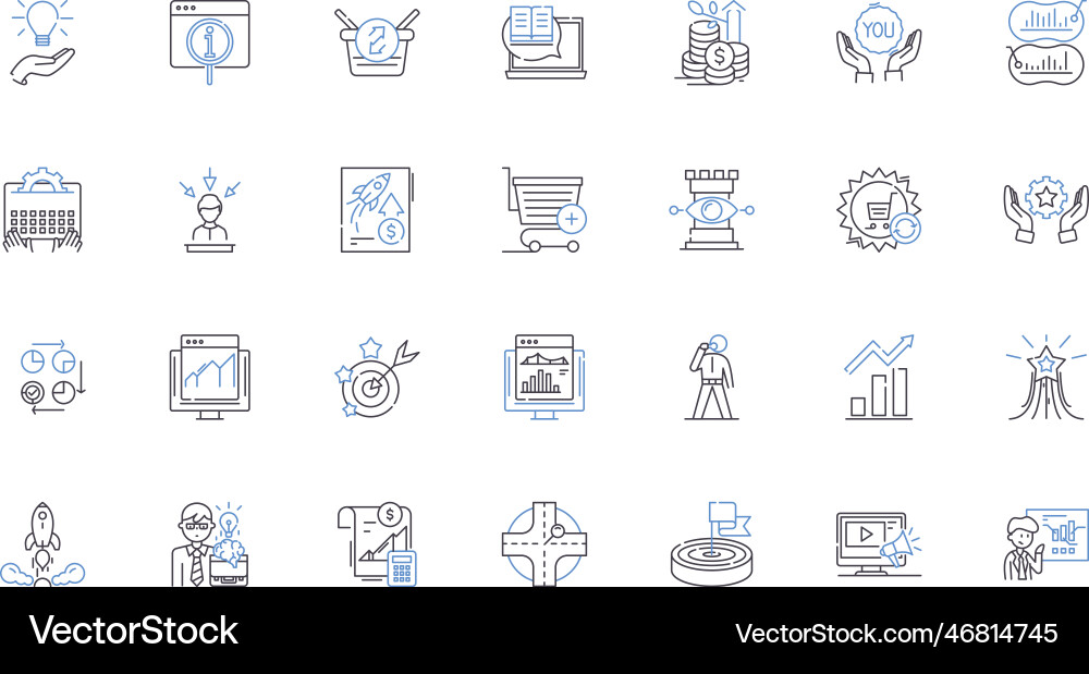 System and structure line icons collection vector image