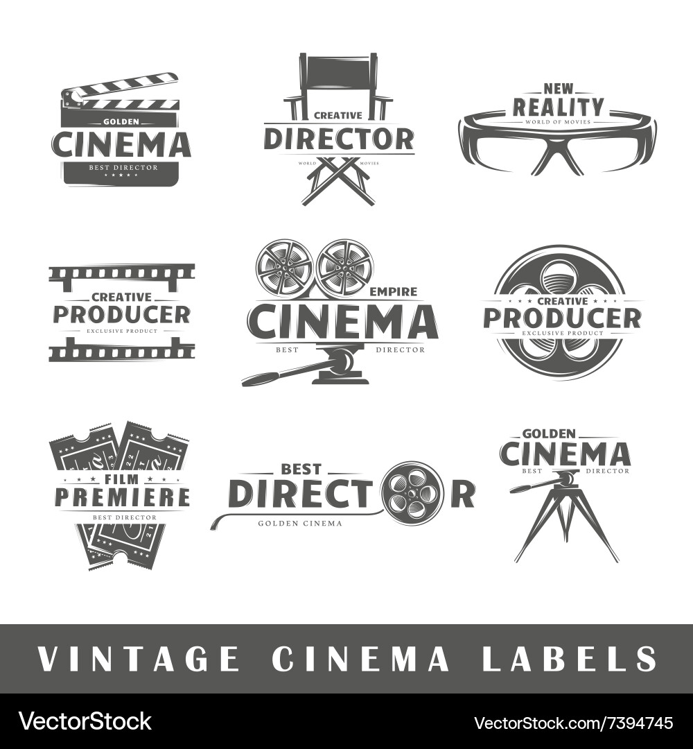 Vintage Cinema Labels Collection Vector Image