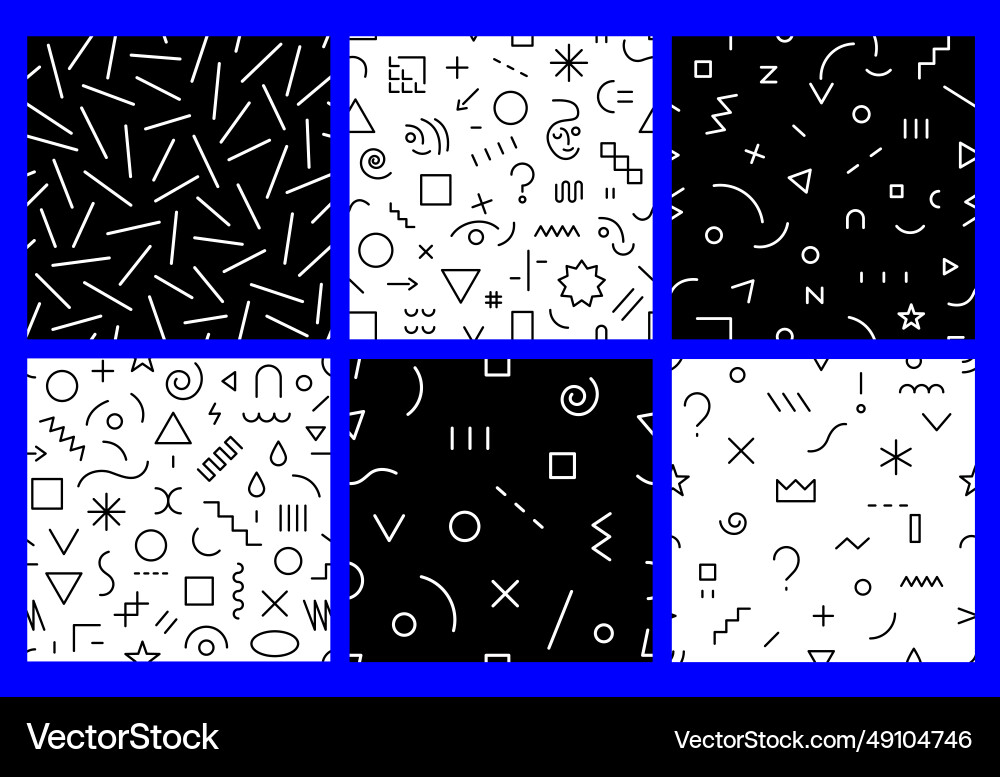 Abstract lines seamless pattern set design vector image