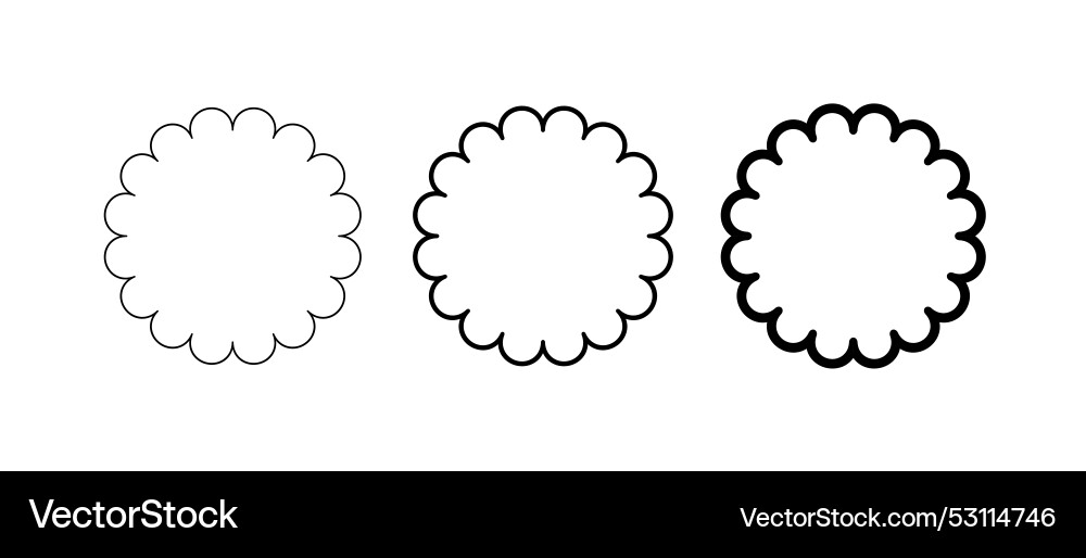 Circle scalloped frame edge round shape Circle scalloped frame edge round shape Vector Image