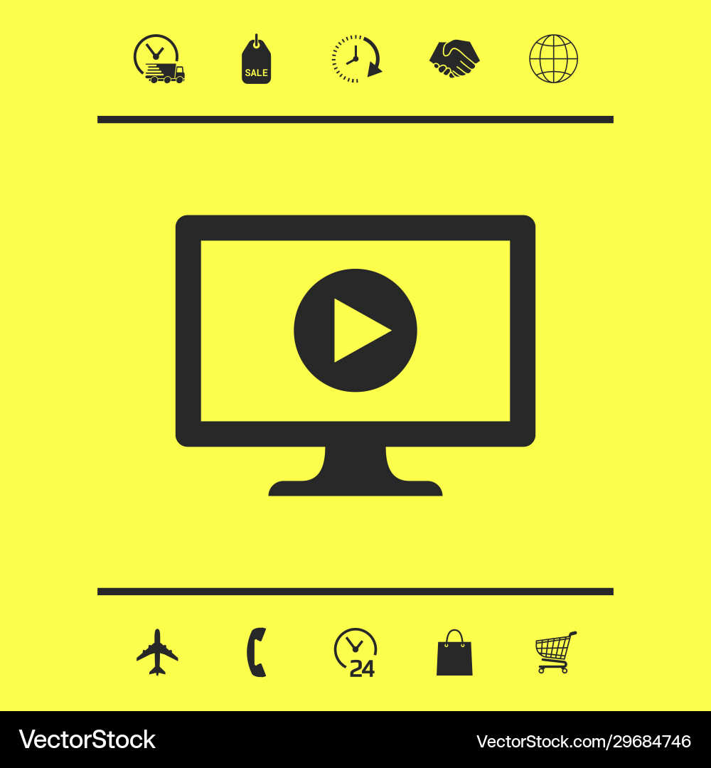 Computer with play button icon graphic elements Computer with play button icon graphic elements vector image