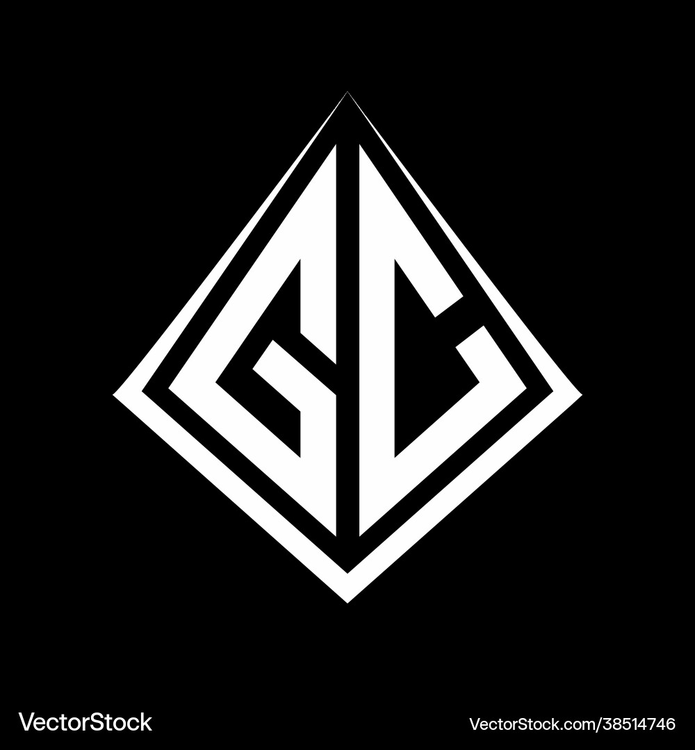 Gc logo letters monogram with prisma shape design vector image