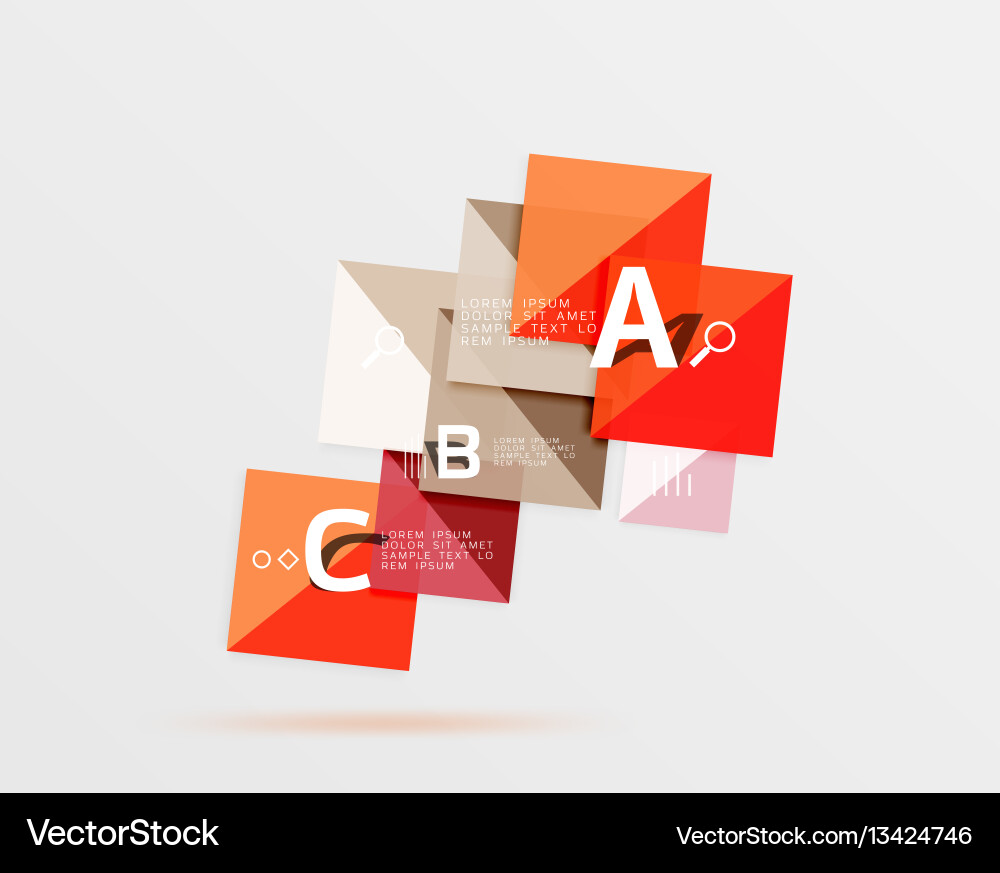 Glossy squares with text abstract geometric Vector Image