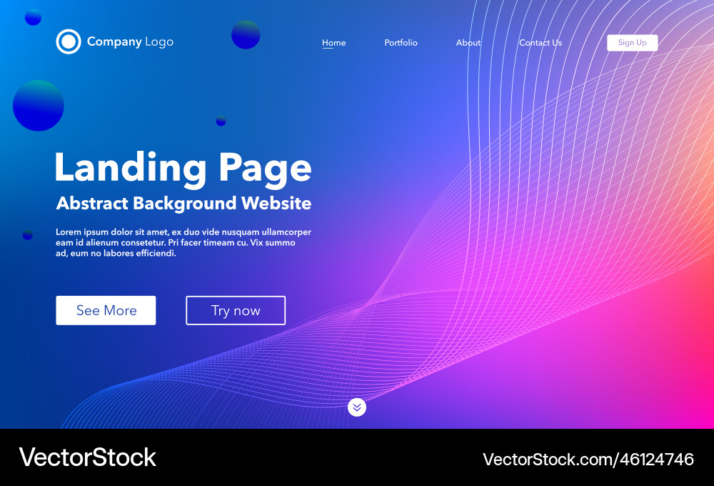 Gradient abstract wave background landing page Gradient abstract wave background landing page vector image