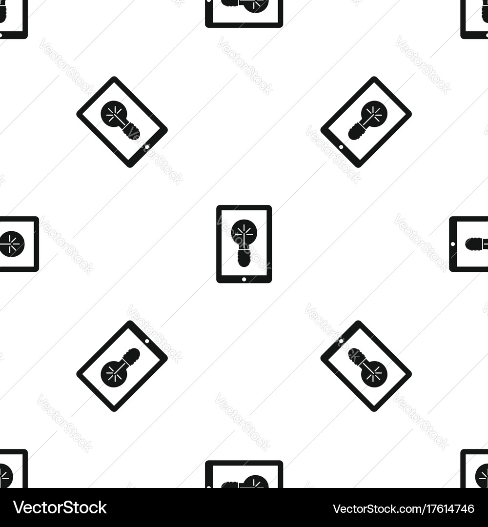 Idea lamp on gadget screen pattern seamless black Vector Image