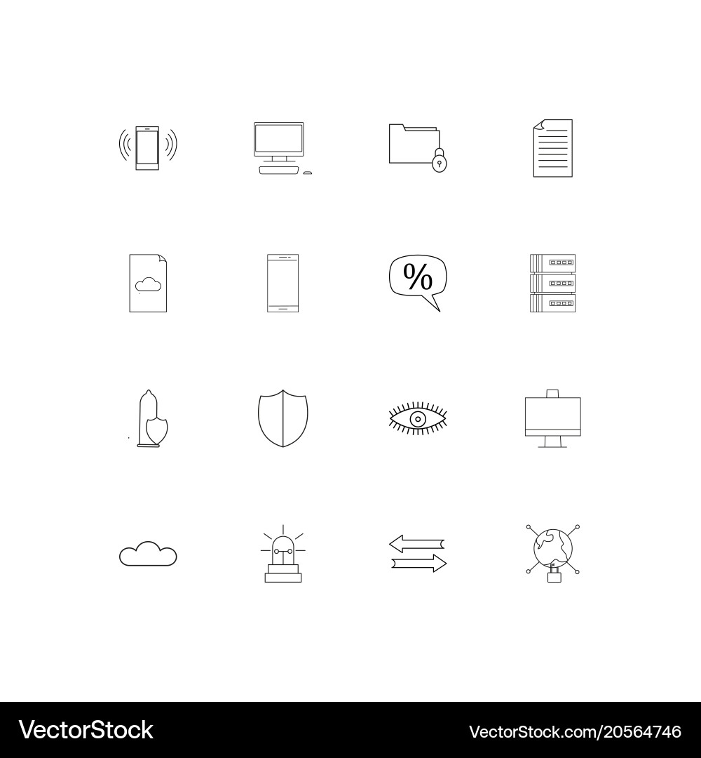 Internet technologies simple linear icons set vector image