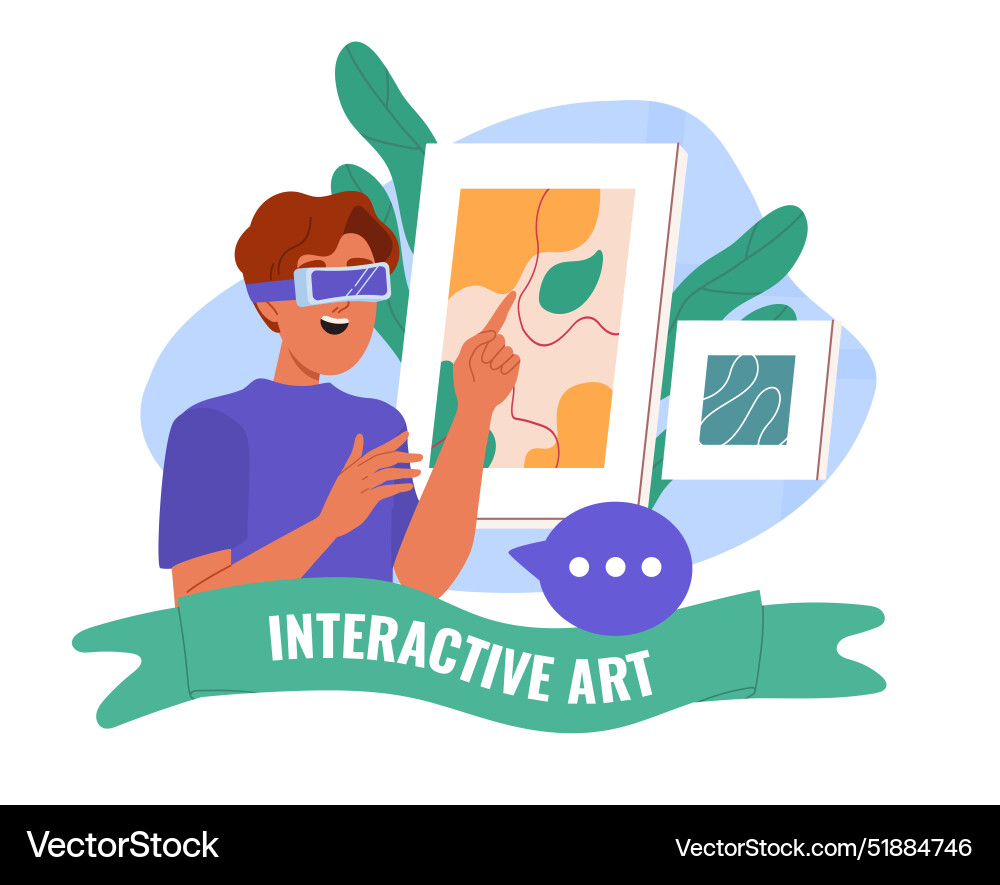 Man with interactive art young guy wearing Man with interactive art young guy wearing vector image