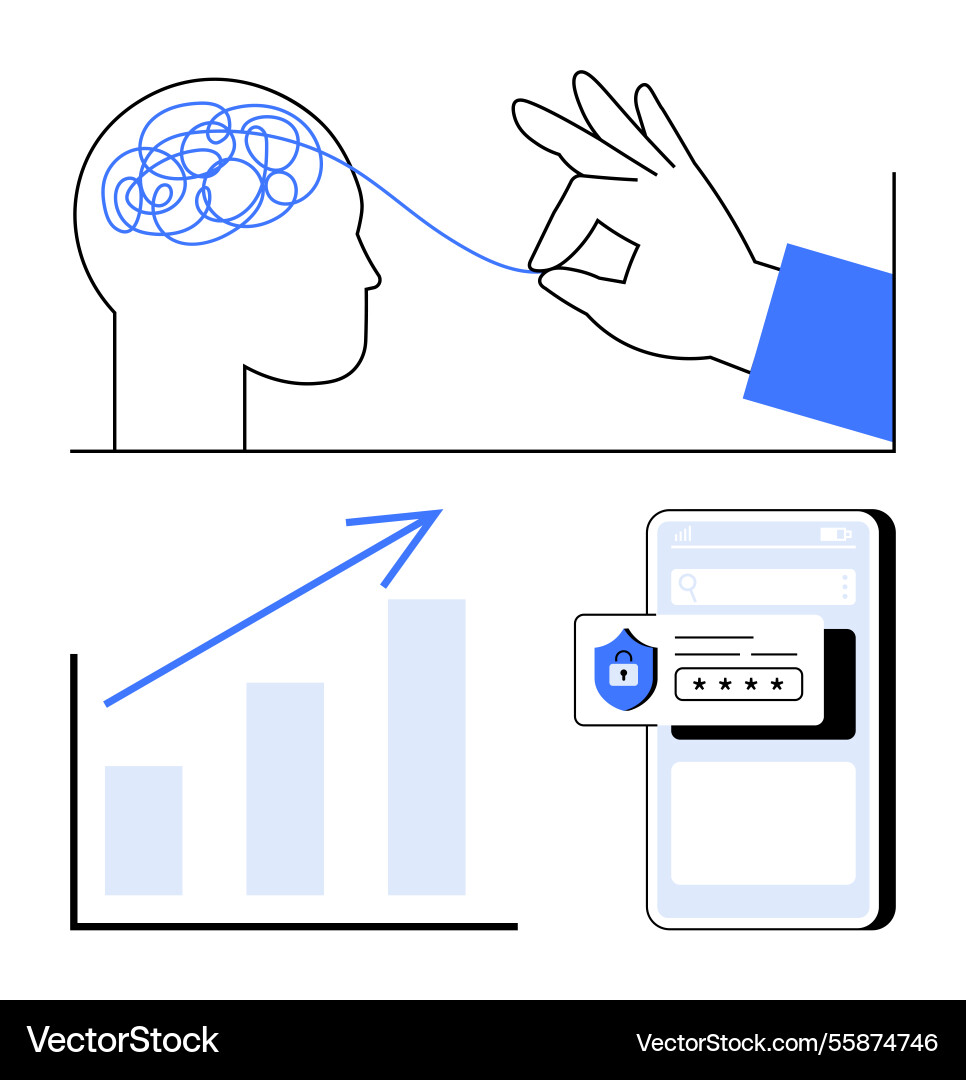 Problem-solving data growth and cybersecurity Vector Image