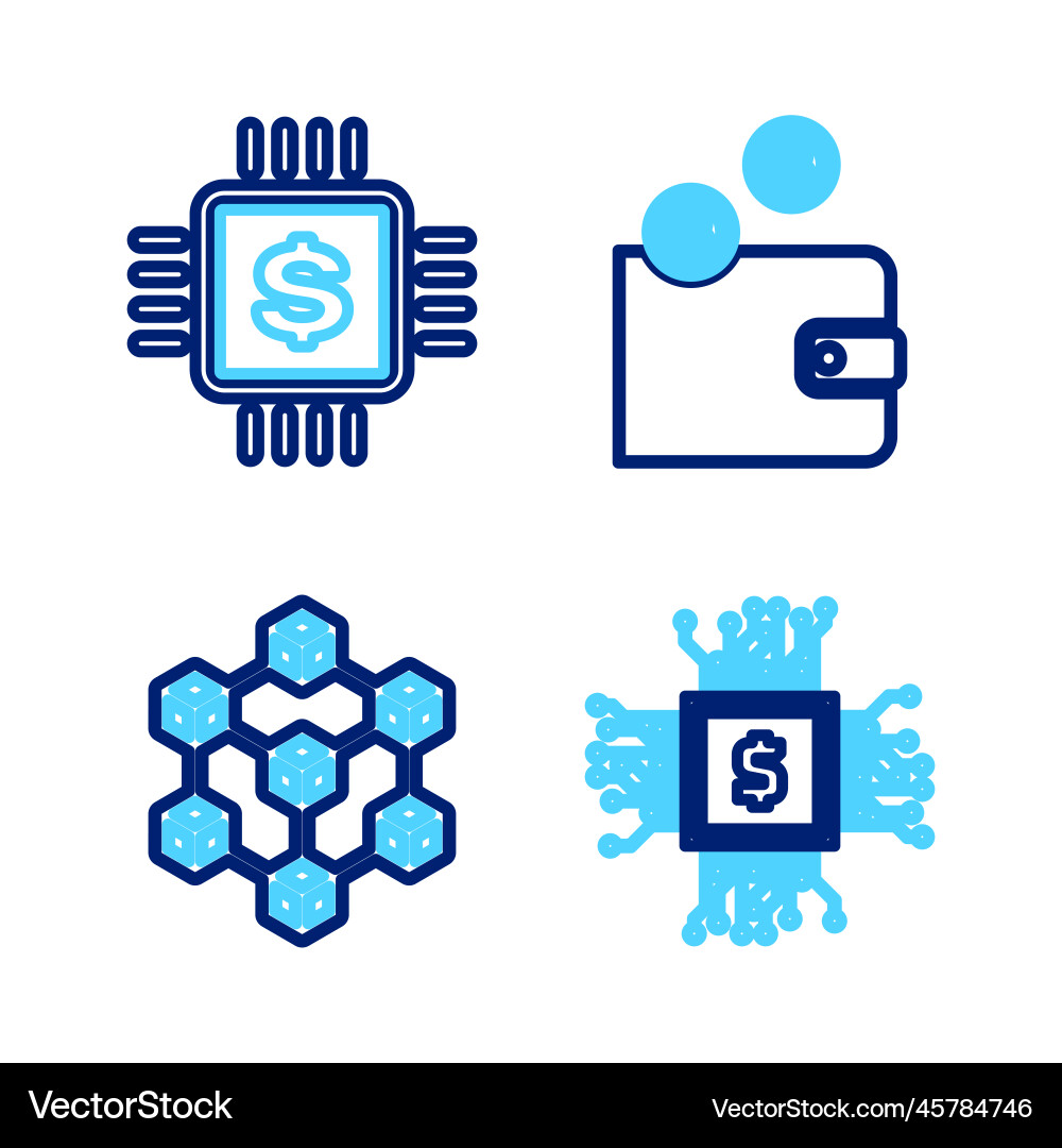 Set line cpu mining farm blockchain technology Set line cpu mining farm blockchain technology Vector Image