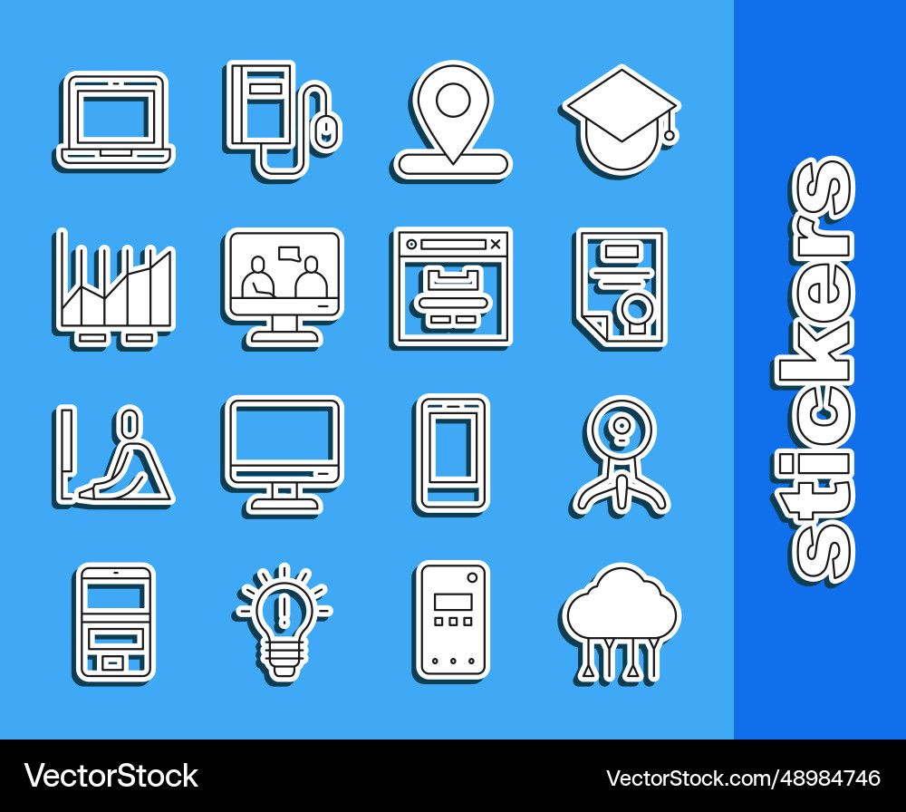 Set line network cloud connection web camera Set line network cloud connection web camera vector image