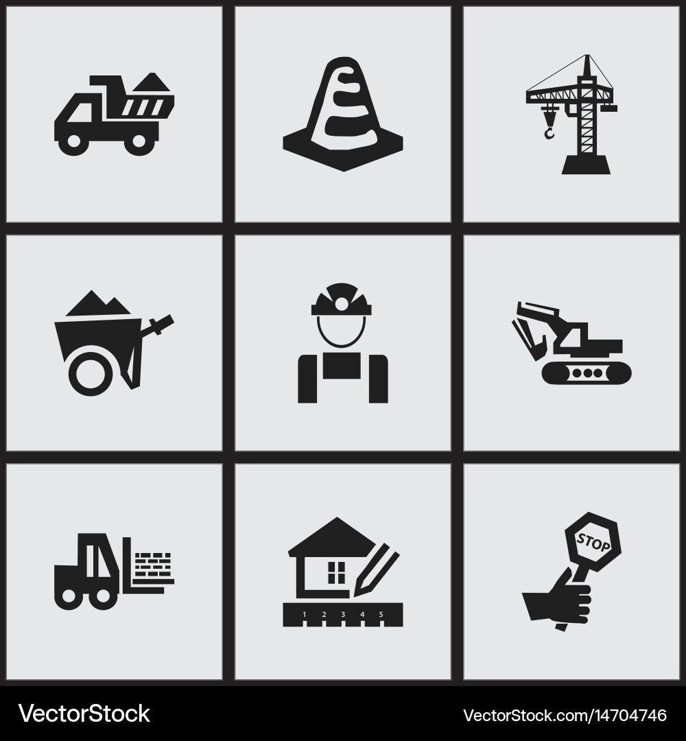 Set of 9 editable building icons includes symbols vector image
