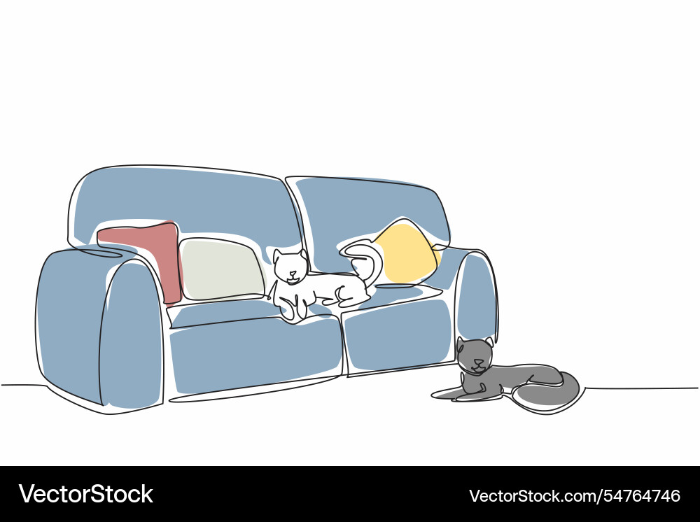Single continuous line drawing a cat lying Single continuous line drawing a cat lying vector image