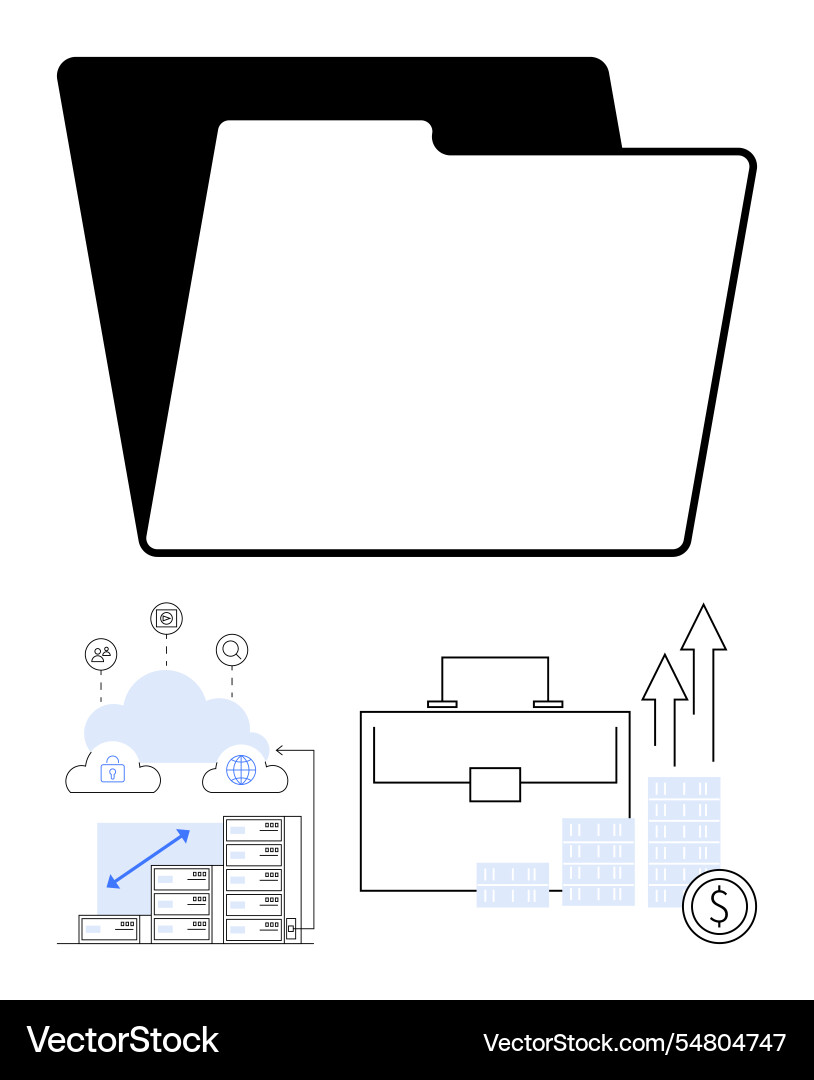 Business file folder with data storage briefcase Business file folder with data storage briefcase vector image