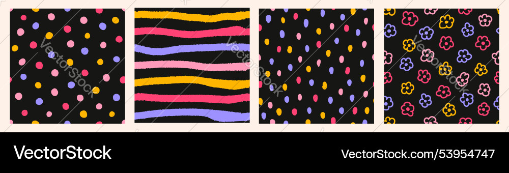 Colorful seamless pattern set of multicolored hand Colorful seamless pattern set of multicolored hand vector image