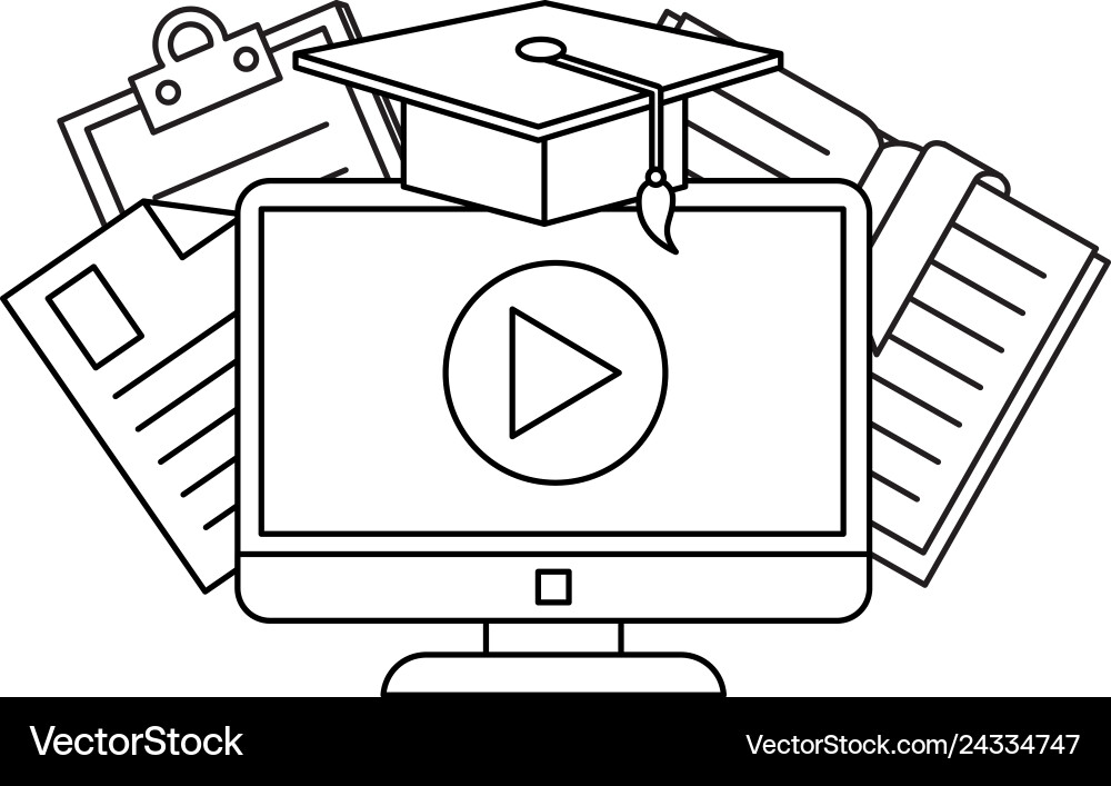 Computer with elearning icons Computer with elearning icons vector image