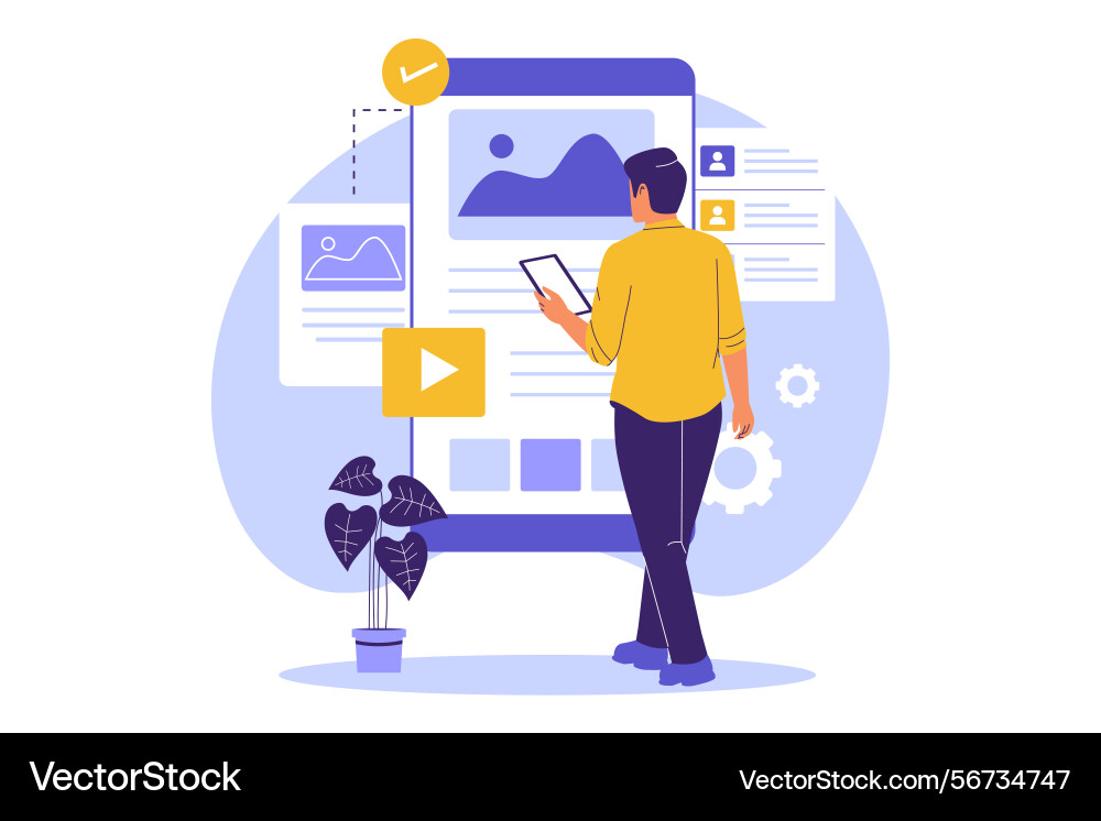Flat of usability testing in ui ux design vector image