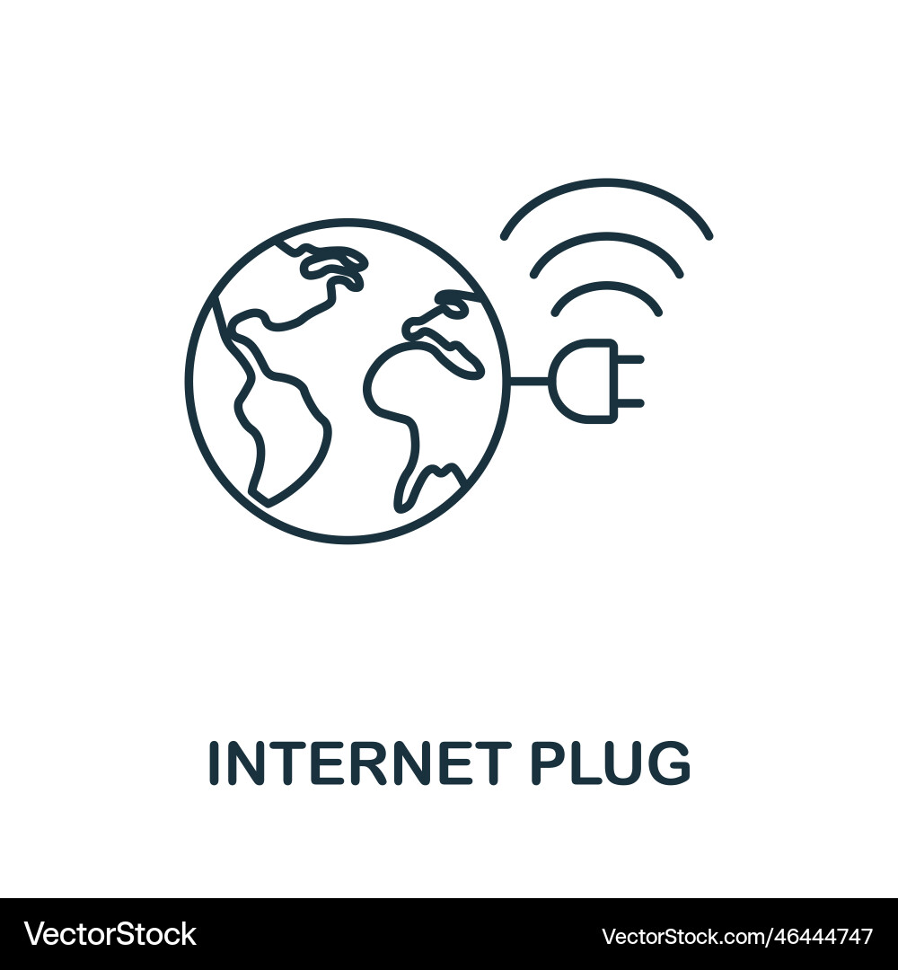 Internet plug line icon element sign from Internet plug line icon element sign from vector image