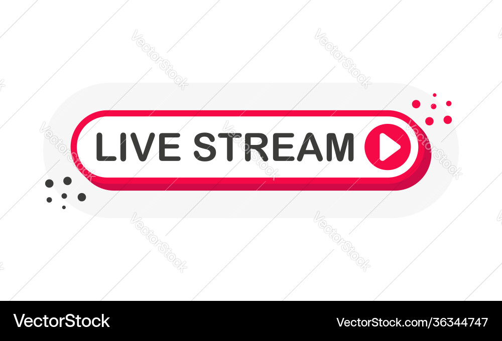 Live stream 3d red button with play vector image