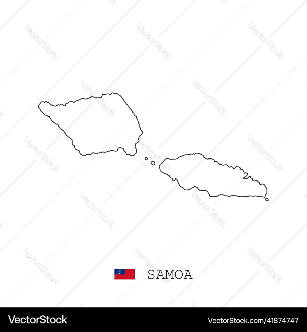 Samoa map line linear thin simple outline Samoa map line linear thin simple outline vector image