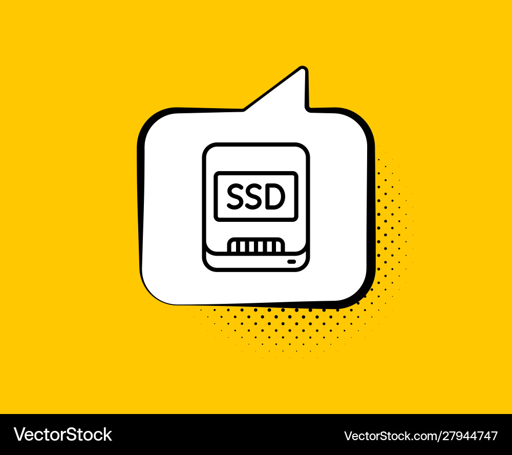 Ssd line icon computer memory component sign Vector Image