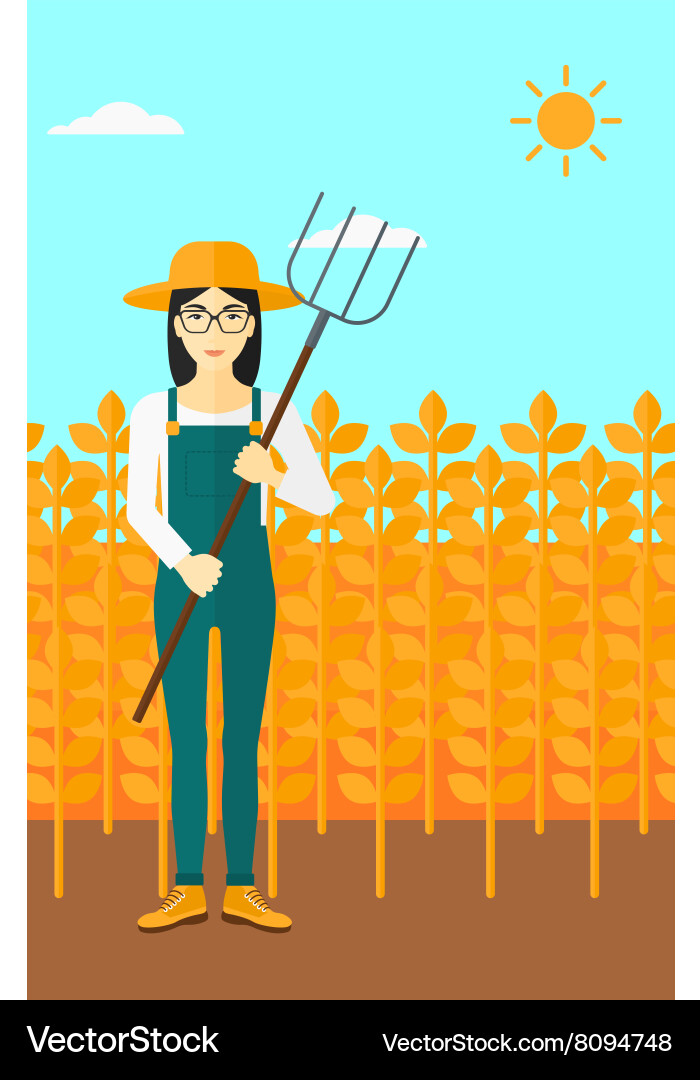 Farmer with pitchfork Royalty Free Vector Image