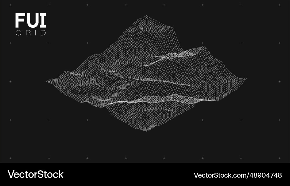 Fui gui 3d landscape scan grid abstract Fui gui 3d landscape scan grid abstract vector image