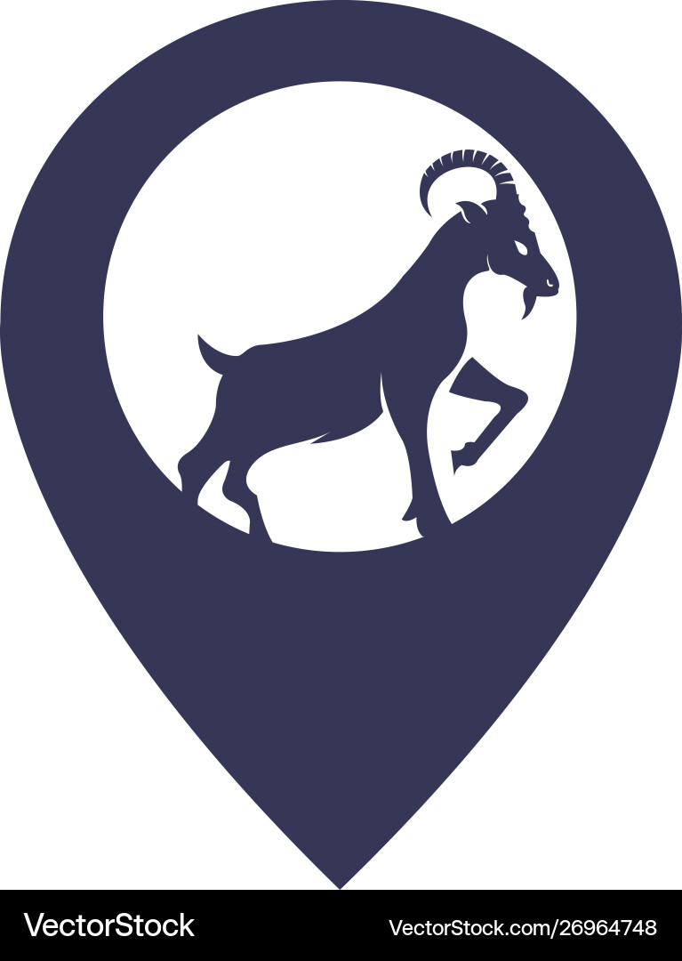 Goat logo with gps pointer design Goat logo with gps pointer design Vector Image