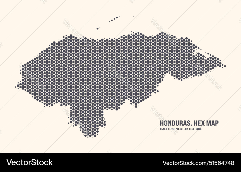Honduras map hexagonal halftone pattern isolated Honduras map hexagonal halftone pattern isolated vector image