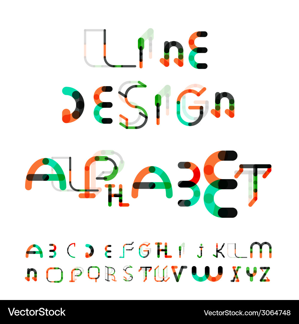 Minimal line design alphabet font typeface vector image