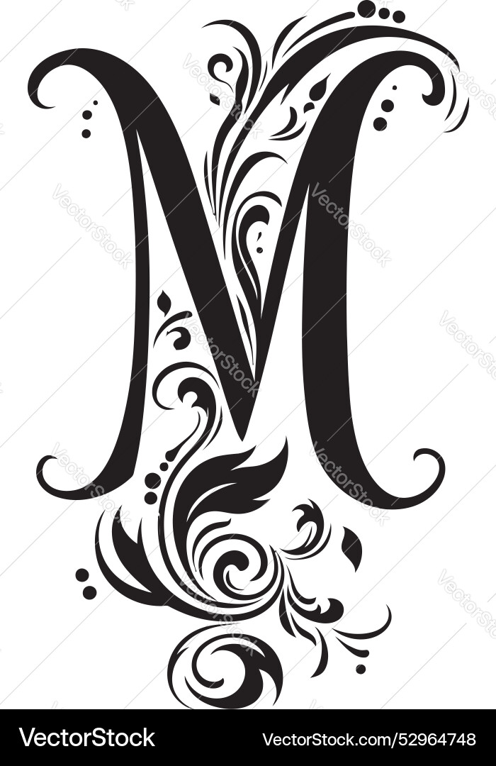 Mystical script mystifying font m monumental Mystical script mystifying font m monumental vector image