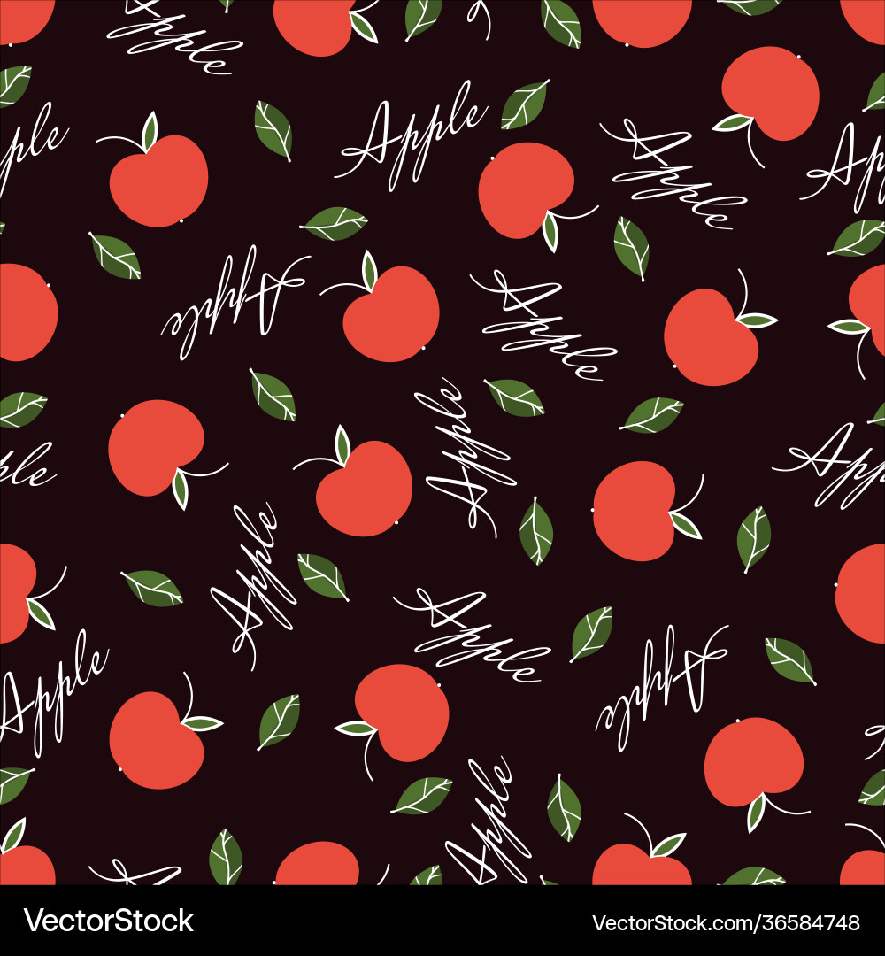 Seamless pattern with apple in flat style Vector Image