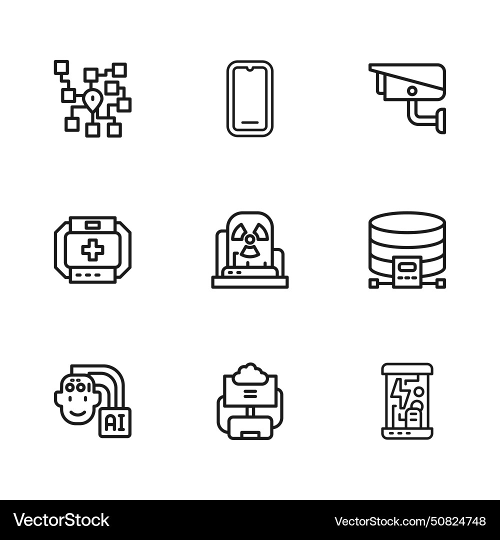 Set line cloud database cryogenic capsules Set line cloud database cryogenic capsules vector image