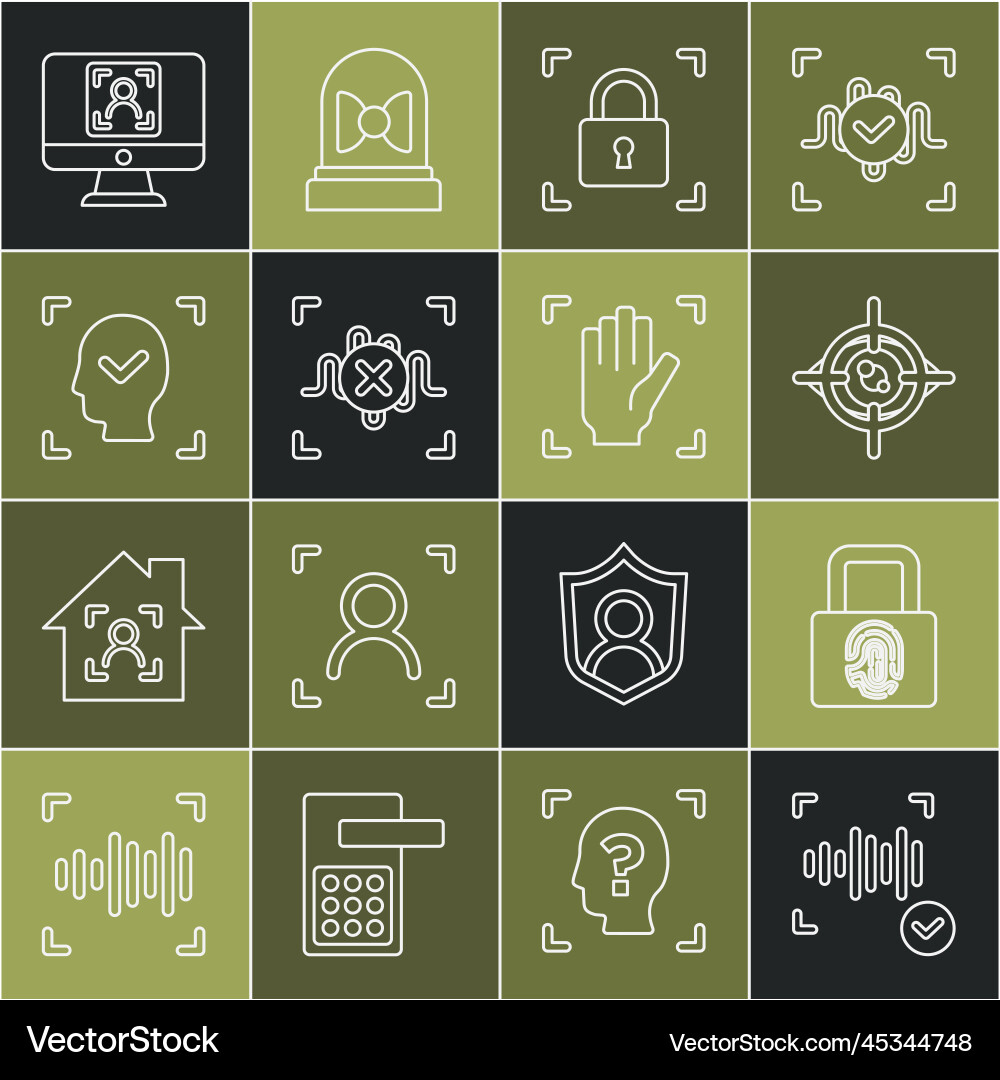 Set line voice recognition fingerprint with lock Vector Image