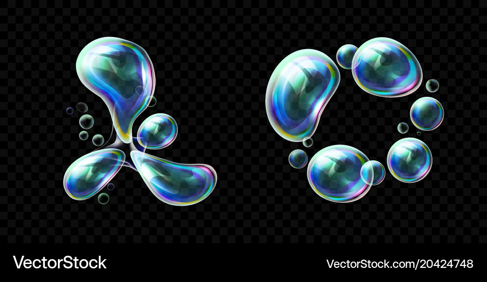 Set of realistic transparent colorful soap bubbles vector image