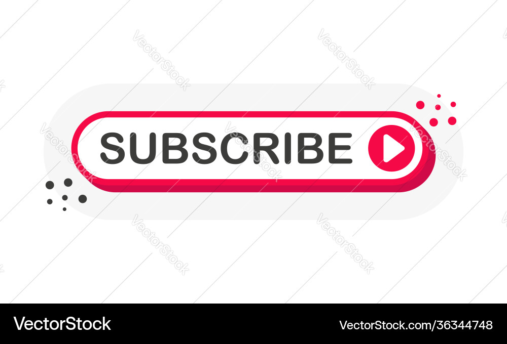 Subscribe 3d red button with play isolated vector image