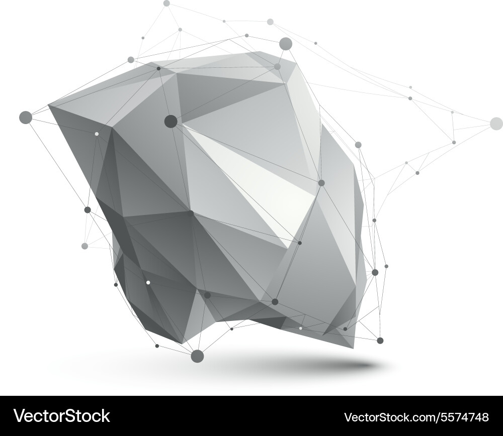 Triangular abstract grayscale 3d shape digital vector image
