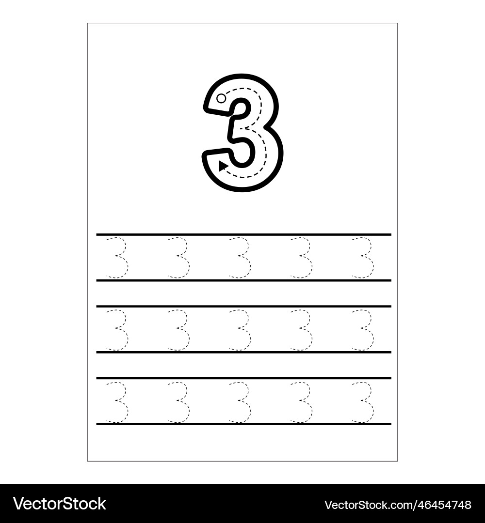 Writing numbers practice how vector image